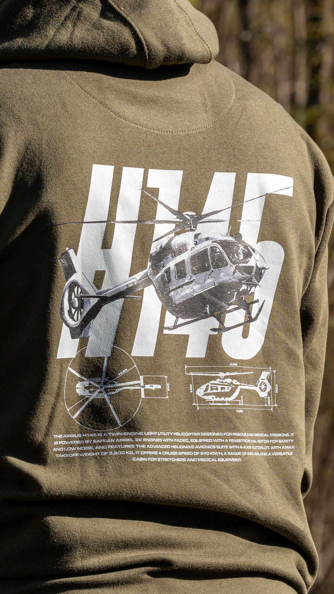 Felpa Heliaddict "H145" - WHITE DESIGN