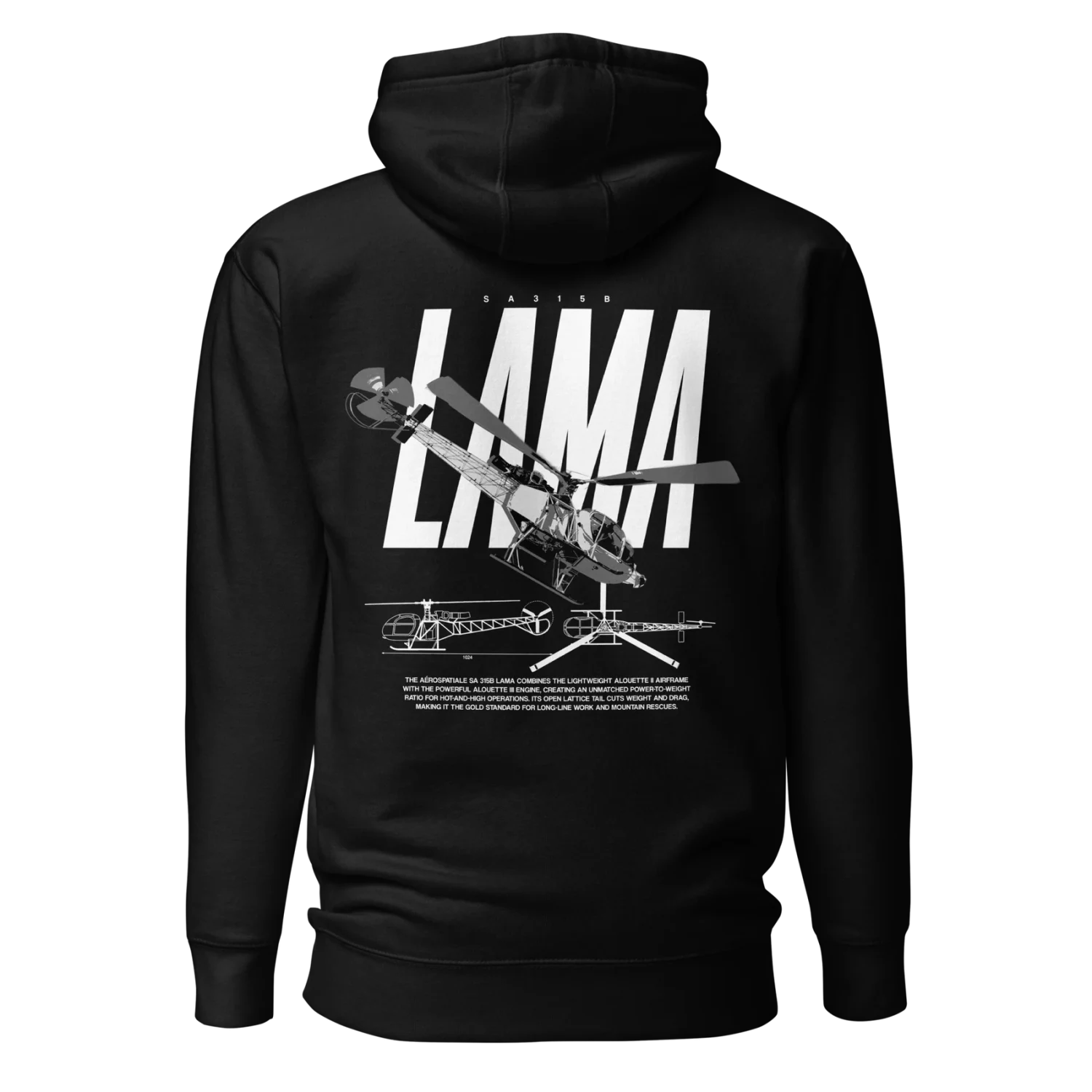 Felpa con cappuccio Lama SA315B, Nero